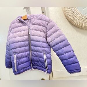 Eddie Bauer purple ombré reversible puffer full zip jacket 7/8 S